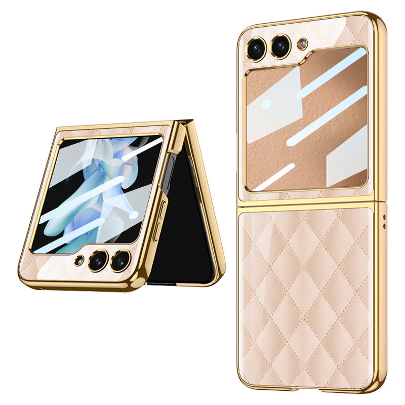 GKK Style 3 For Samsung Galaxy Z Flip5 5G Hard PC Phone Case Pattern Printing Shockproof Phone Cover with Tempered Glass Film GKK Style 3 For Samsung Galaxy Z Flip5 5G Hard PC Phone Case Pattern Printing Shockproof Phone Cover with Tempered Glass Film